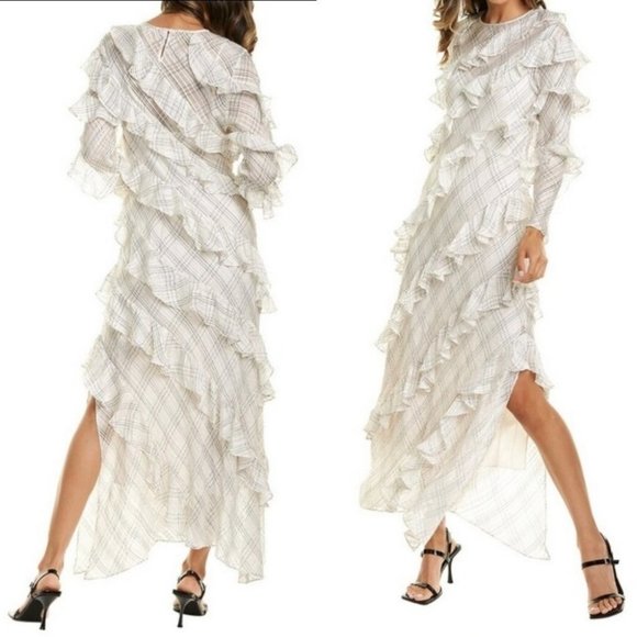 silk dress pakistani designer Rebecca Taylor Tiered Ruffle Fil Coup Silk-Blend Dress